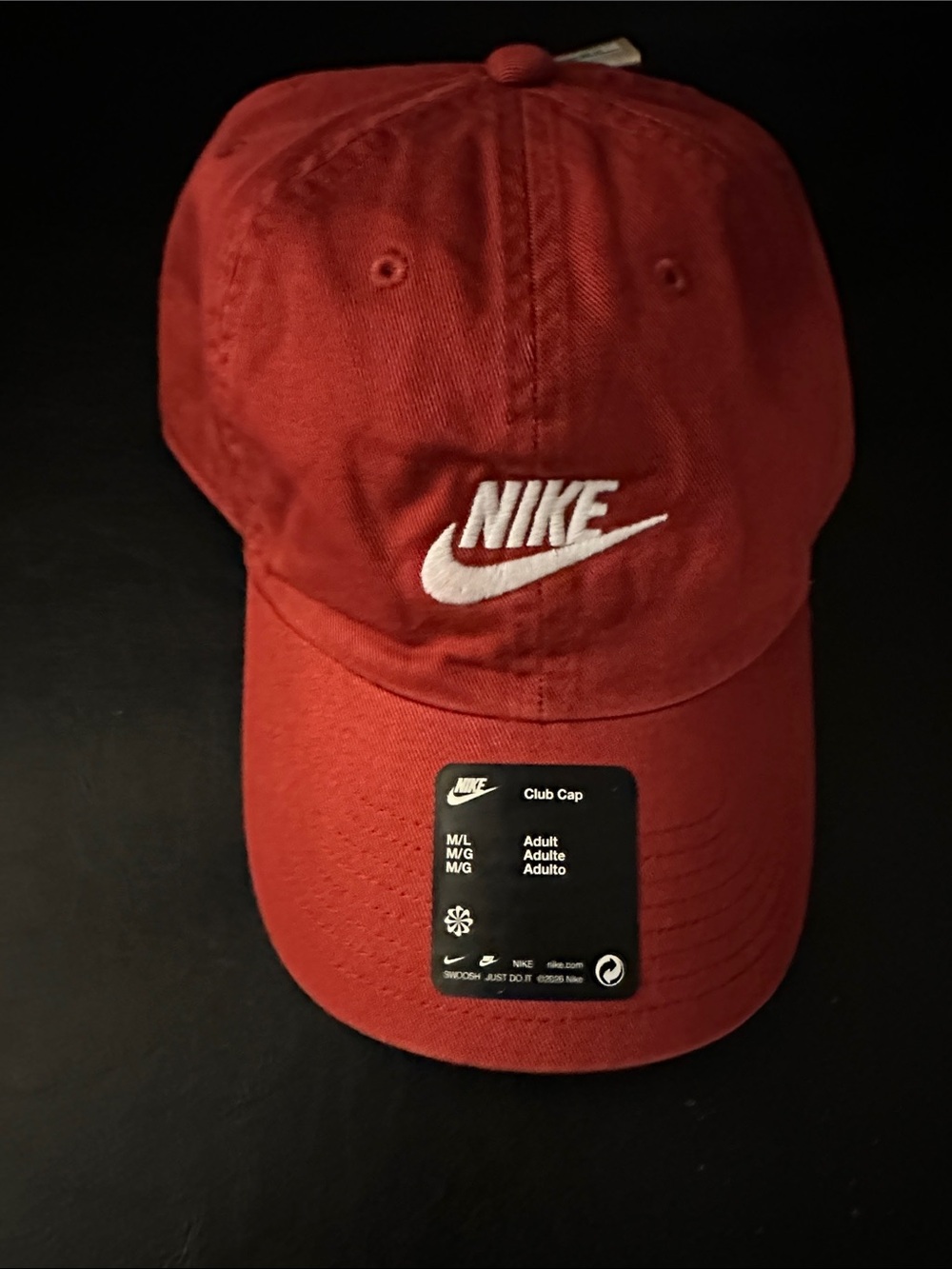Nike Red Baseball Cap with White Embroidered Swoosh